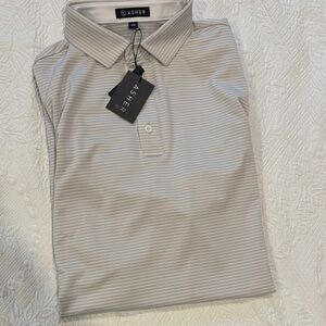 Men's Asher Striped Khaki Polo Shirt